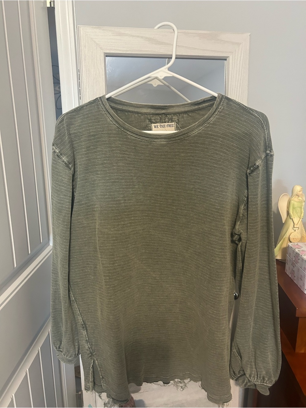 We The Free Olive Long Sleeve Ribbed Crew Top